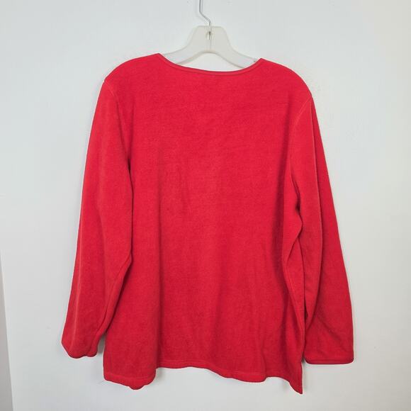 White Stag Red Fleece Christmas Santa Claus Reindeer Embroidered Sweater Sz 2XL - Picture 4 of 5